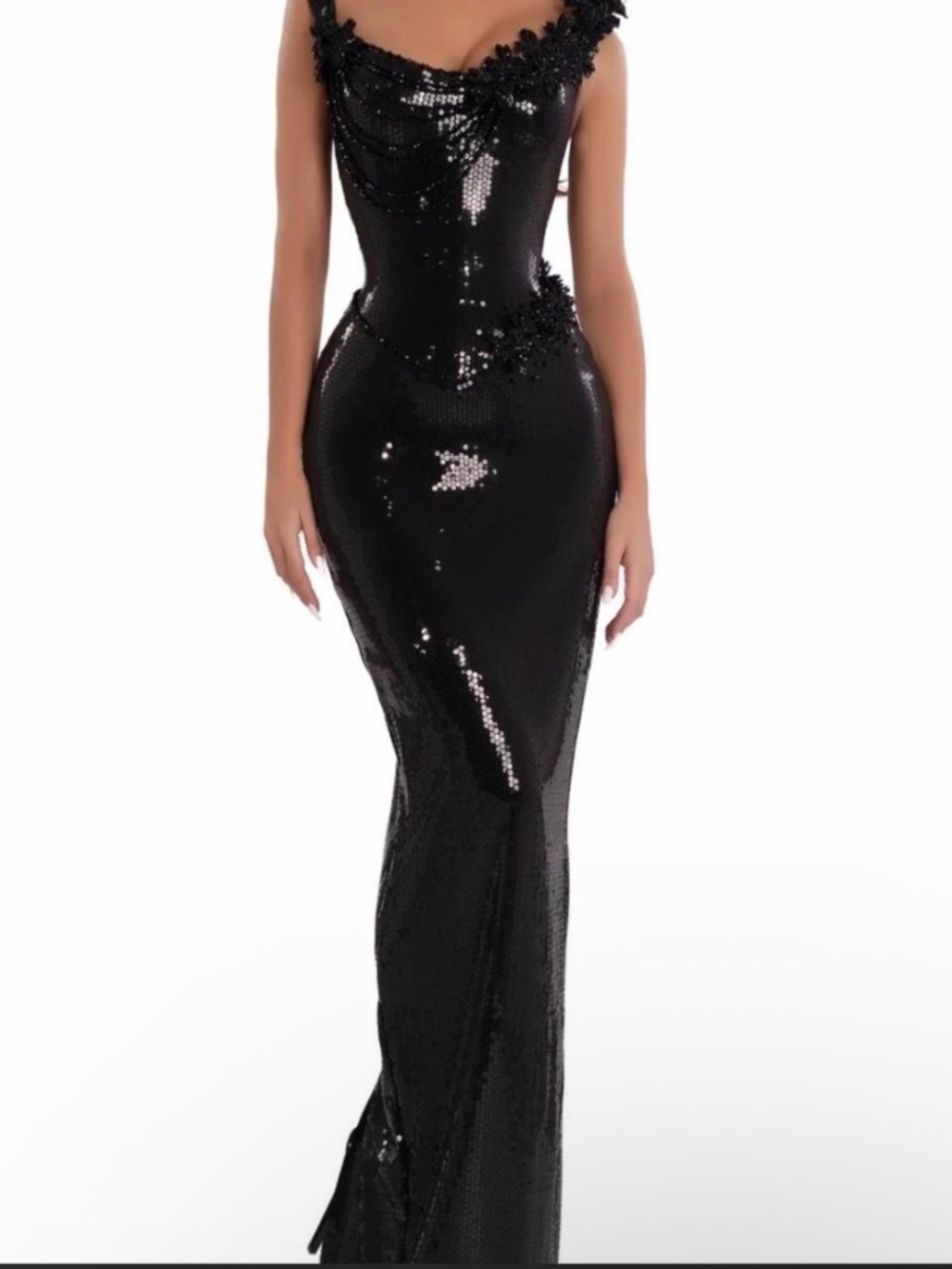 Black Sequined Maxi Dress